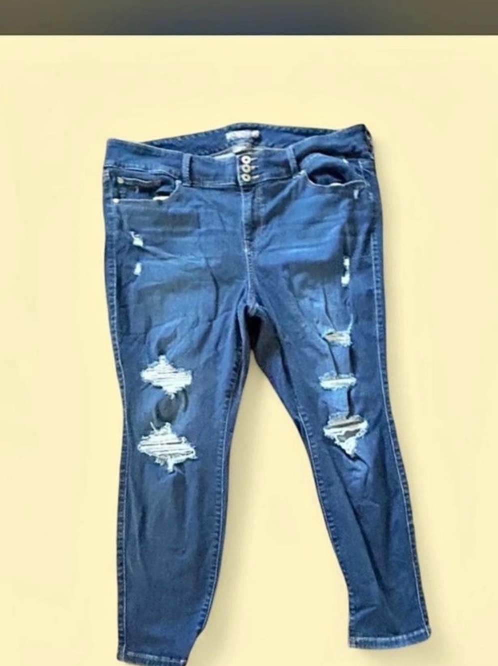 Torrid Super Soft Distressed Skinny Jeans Blue Waist 18